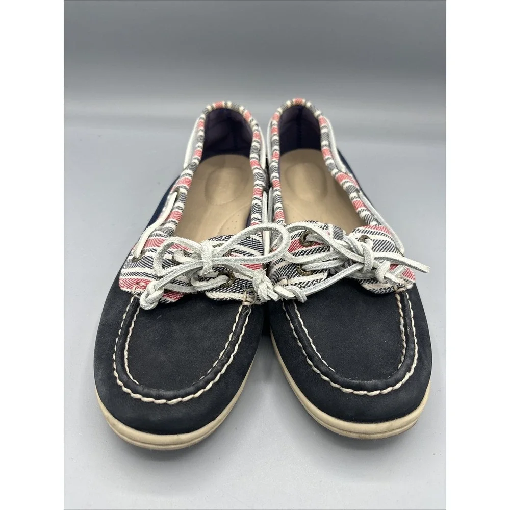 Sperry Top Sider Womens 8.5 Shoes‎ Firefish Navy Stripe Boat Leather Loafers